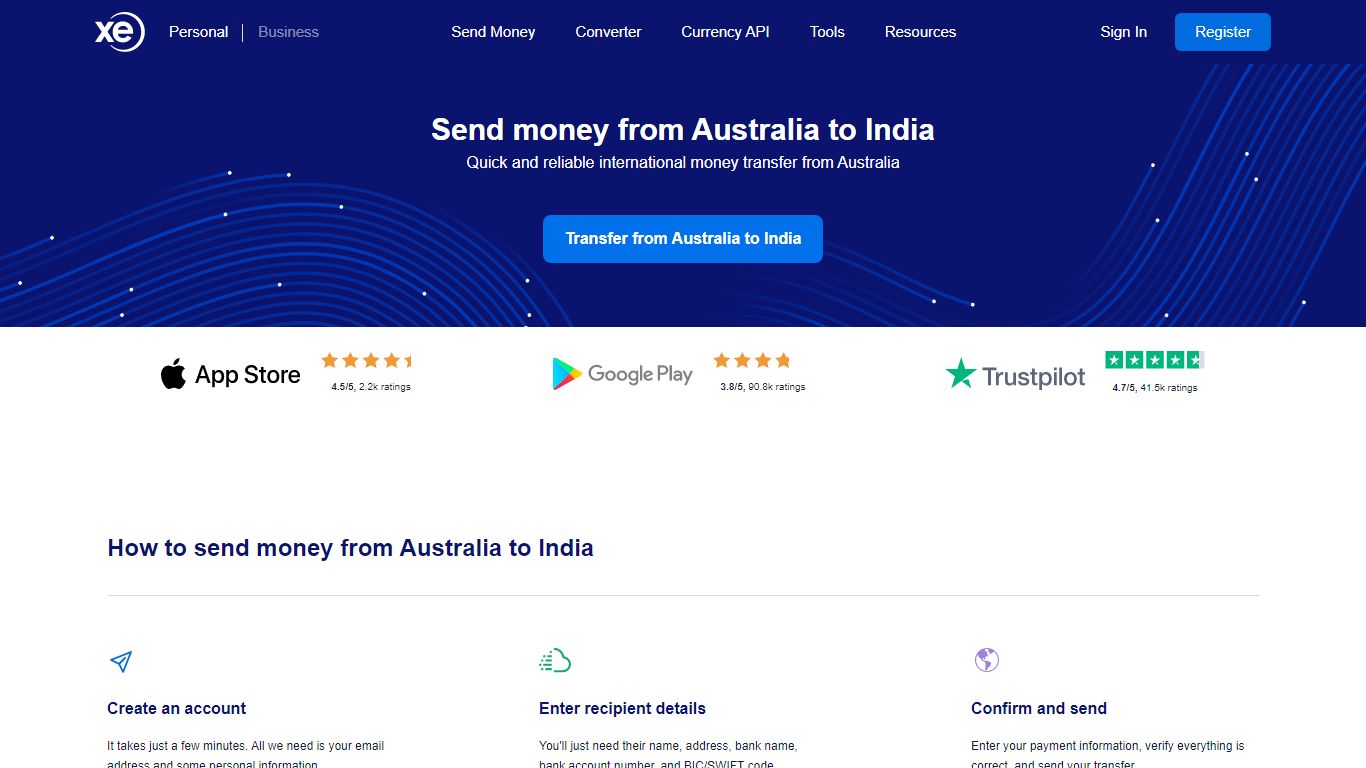 Send Money from Australia to India - AUD to INR Bank Transfer | Xe